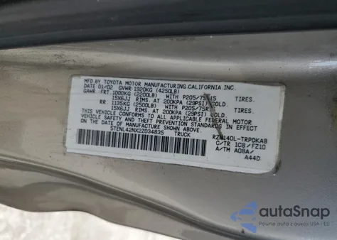 2002 Toyota Tacoma from USA, damaged, VIN 5TENL42NX2Z034835